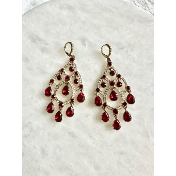 Blood red chandelier earrings ￼ - Picture 3 of 3